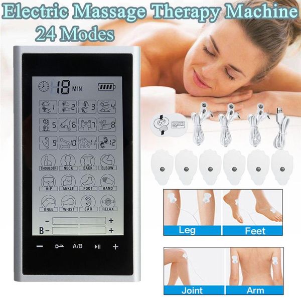 

muscle therapy stimulation ten unit 24 modes-electric massage pain relief adjustable lightweight lcd display silver grey compact