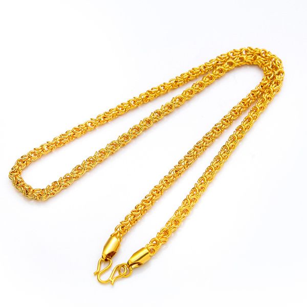 

5mm chain necklace men 18k yellow gold filled classic male clavicle collar jewelry 60cm long, Silver