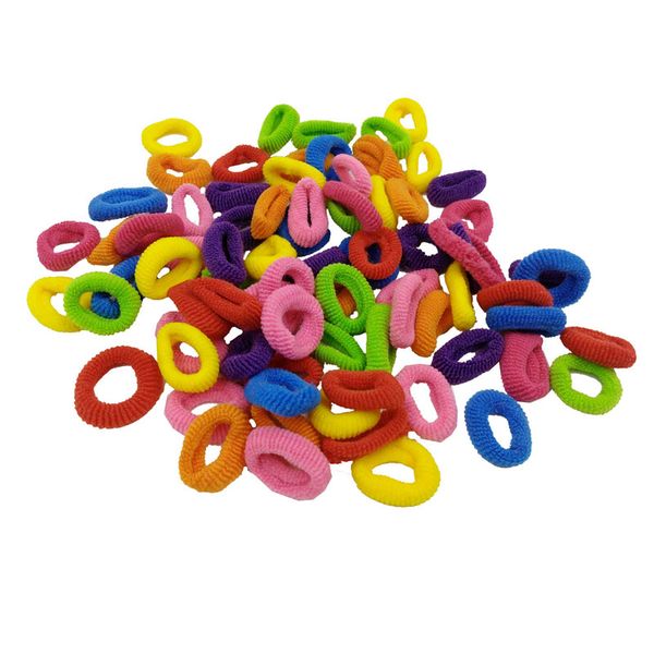 

100pcs/lots 2cm candy color rubber band ring ponytail holder ties kids children elastic towel hair rope, Slivery;white