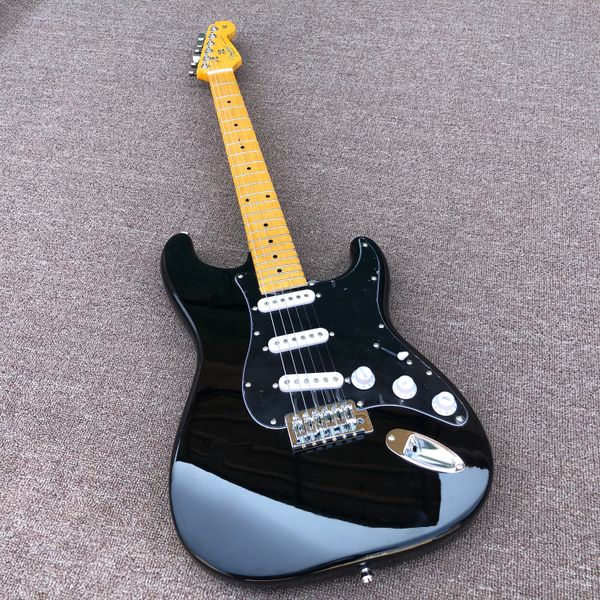

6-string st electric guitar, black bright face instrument, maple body, optional color