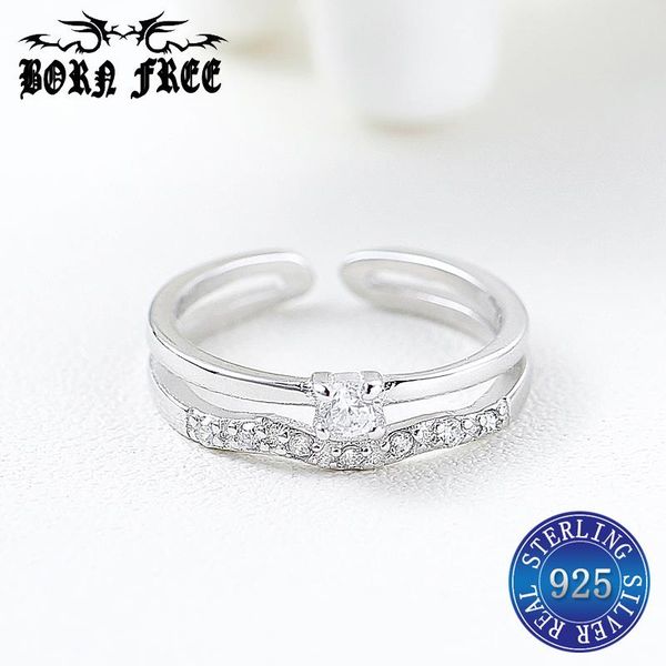 

wedding rings silver 925 for women finger zircon ring open set anillos mujer bague fine jewelry joyas de plata ringen luxury, Slivery;golden