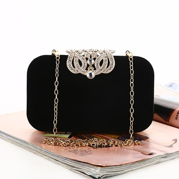 

shoulder bags vintage crown diamond evening bag women luxury handbag wedding party day clutch chain bling satin suede purse sac bolsos