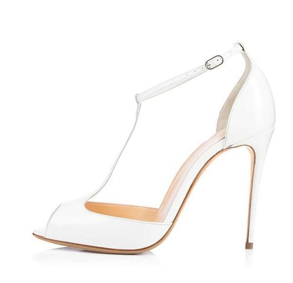 

dress shoes brown matte leather t-bar women high heels peep toe ankle strap wedding bride thin pumps customized, Black