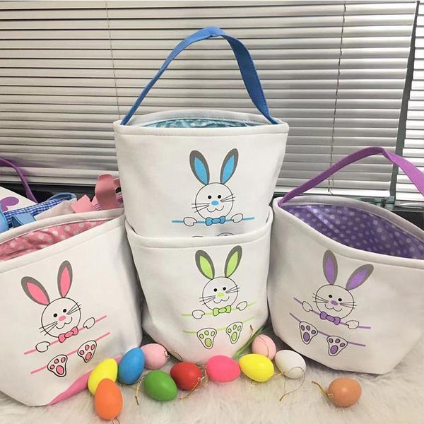 

dhl easter party egg storage basket canvas bunny ear bucket creative easter gift bag with rabbit tail decoration 8 styles wjy591