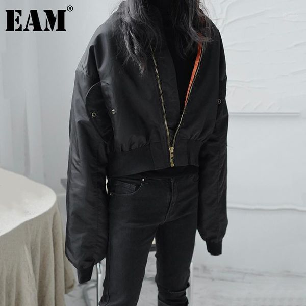 

women's jackets [] loose fit zipper big size black short jacket stand collar long sleeve women coat fashion autumn winter 2022 1dd3177, Black;brown