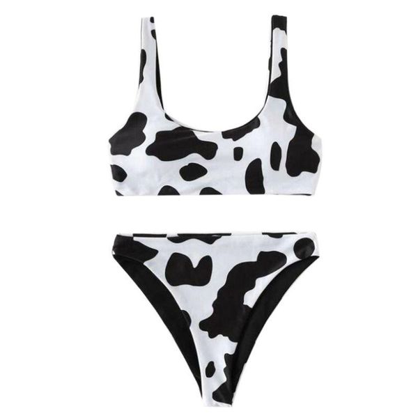 

women milk cow print bikini set push up high cut swimsuit bathing suit dropshipping