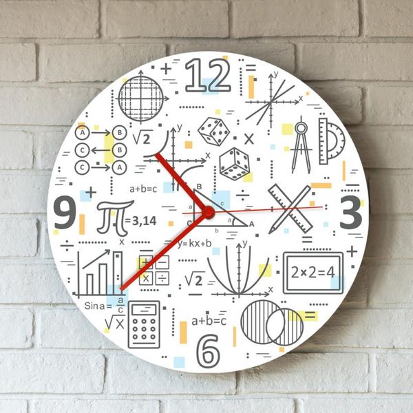 

printed acrylic wall clock modern thin line concept of mathematics mathematical formula studying education colorful wall watch