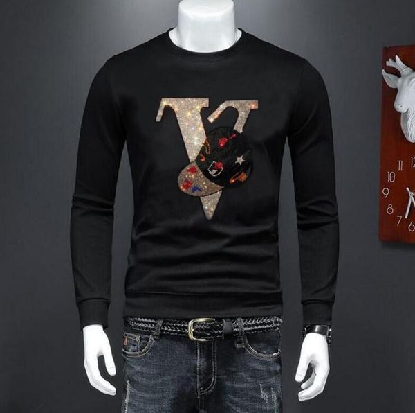 

men's hoodies & sweatshirts fashion brand sweatshirt autumn winter diamond casual, Black
