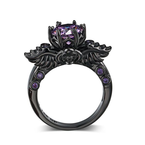 

wedding rings gothic skeleton ring for men and women, punk ring, devil's wing, antique jewelry, halloween party accories r623, Slivery;golden