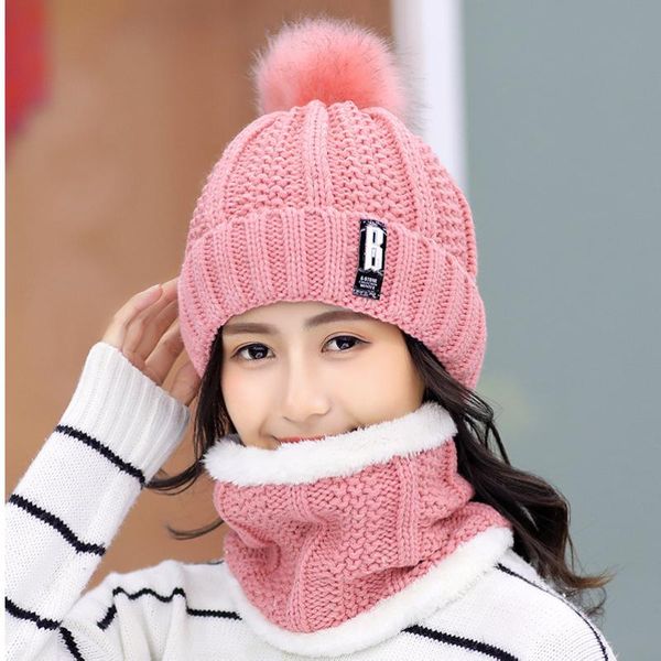 

beanie/skull caps brand winter knitted beanies hats women thick warm beanie skullies hat female knit letter bonnet outdoor riding sets, Blue;gray