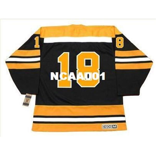 

001s #18 ed westfall boston bruins 1970 ccm vintage retro away hockey jersey or custom any name or number retro jersey, Black