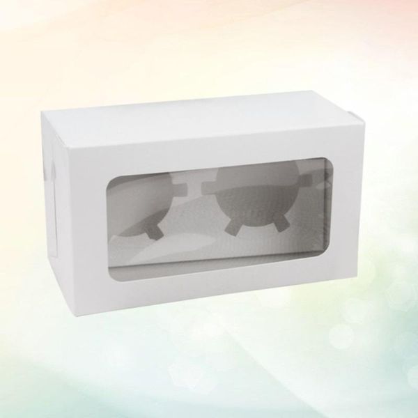 

gift wrap 10pcs 2 cavities paper cupcake box dessert containers bakery cake carriers for home shop (white)