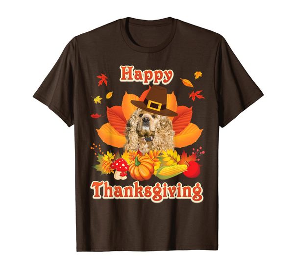 

happy thanksgiving american cocker spaniel dog i'm thankful t-shirt, White;black