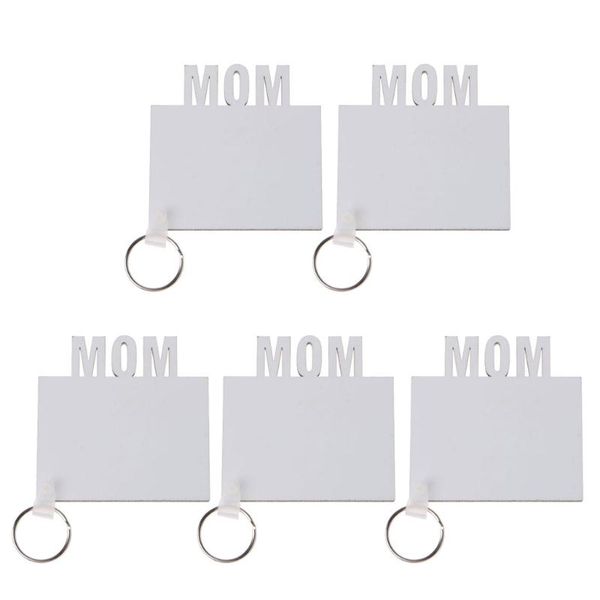 

keychains 5pcs blank mom dad family mdf sublimation heat transfer po wooden diy keyrings kit jewelry making, Silver