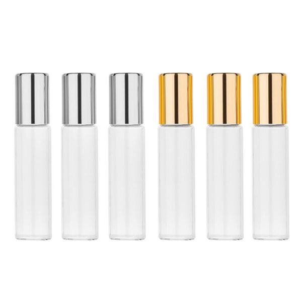 

storage bottles & jars 6pcs 5ml 10ml glass roll-on essential oil bottle metal roller ball refillable perfume empty cosmetic container