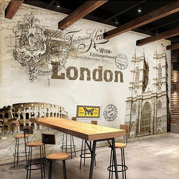 

wallpapers custom mural wallpaper 3d retro building hand painted graffiti fresco restaurant cafe background wall decor papel de parede 3 d