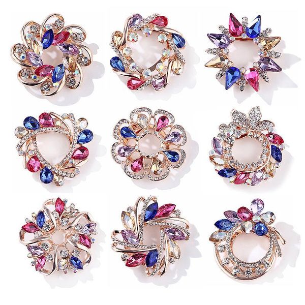 

pins, brooches multicolor pins wreath brooch rhinestone crystal wedding broaches for bridal bouquet dress sash broach jewelry gift 1pc, Gray