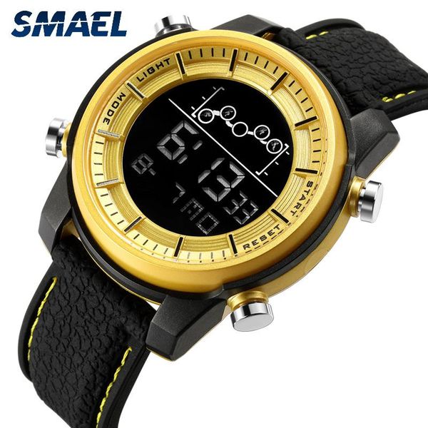 

wristwatches smael quartz men's watches lovers oversize led digital fashion watch s waterproof luxurious 1556 stainless steel for male, Slivery;brown