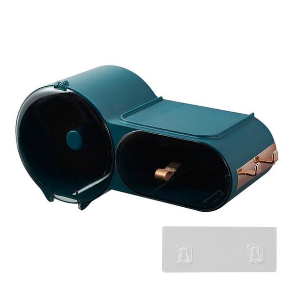 

toilet paper holders wall mounted punch holder practical bathroom decor self adhesive with drawer roll home waterproof kitchen abs