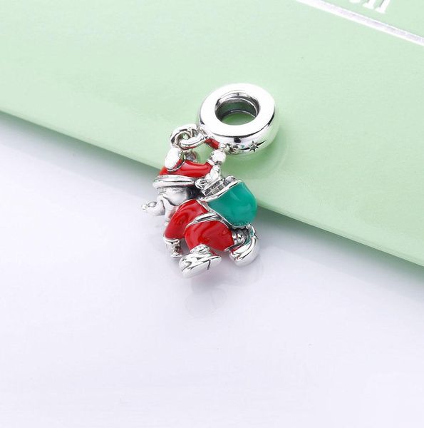 

100% 925 sterling silver santa & gift bag dangle christmas charm bead fits european jewelry charm bracelets, Black