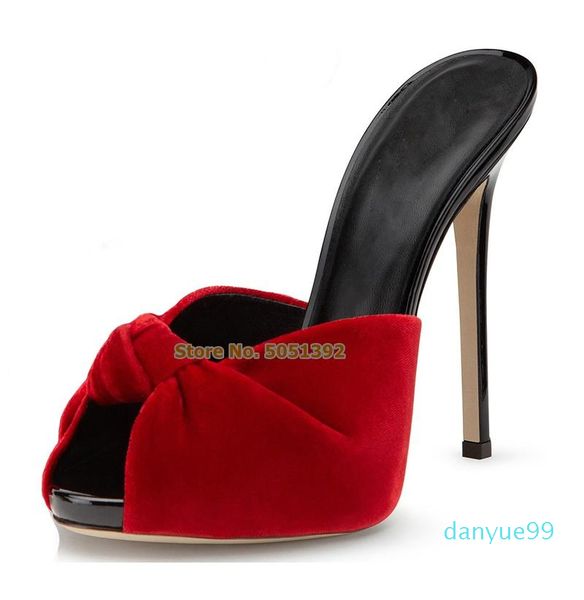 

dress shoes women high heel stiletto suede butterfly-knot sandals peep toe slippers concise large size females bowtie flip flops, Black