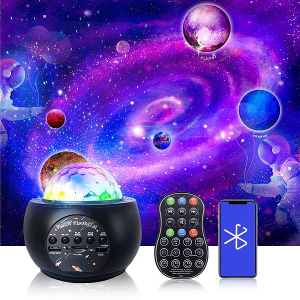 

night lights 10 planet water pattern starry sky projector lamp wireless remote control music light 5v blue tooth it card decor lighting