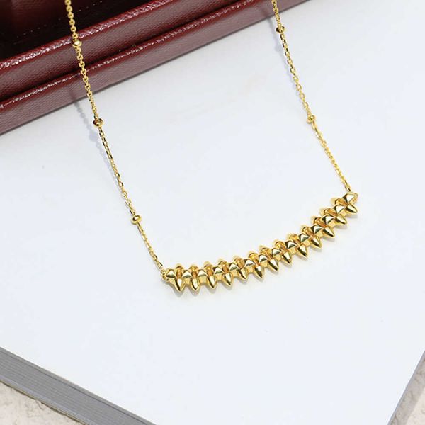 

new gold rivet necklace for women s925 sterling silver fashion luxury trend fairy jewelry high technology classic bead chain #12