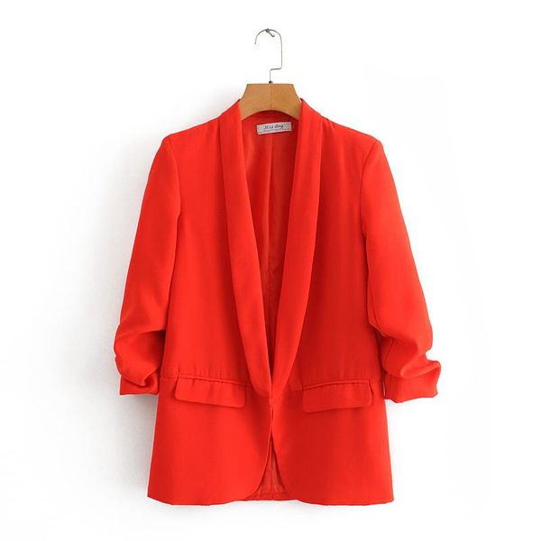 

women's suits & blazers casual women elegant blazer fashion ladies ruched sleeve jacket vintage female streetwear girls chic suit, White;black