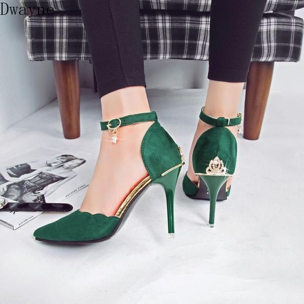 

dress shoes 2021 summer hollow high heels korean wild fine with women's sandals metal decorative pointed shallow mouth, Black