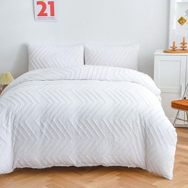 

bedding sets luxury set flower cutting process white duvet cover with pillowcase grey double bed no sheet  king 2/3pcs