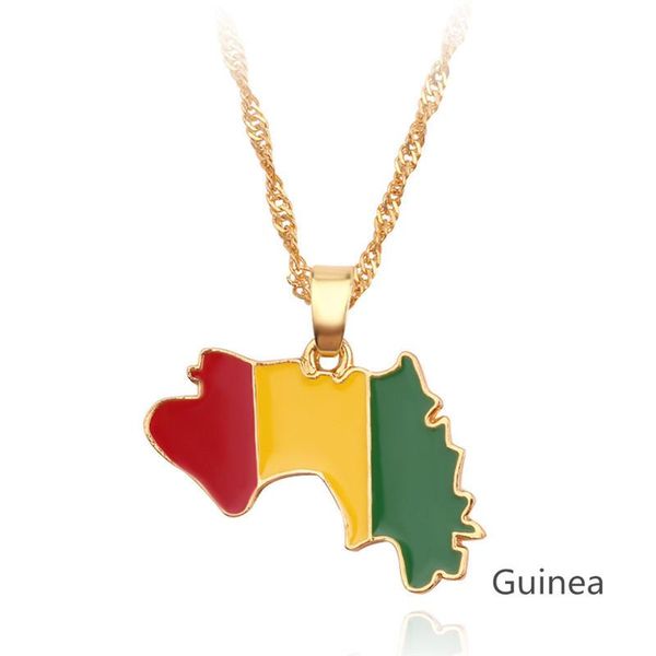 

pendant necklaces gold ketting guinea map & flag for women girls jewelry bijoux femme collares de moda, Silver