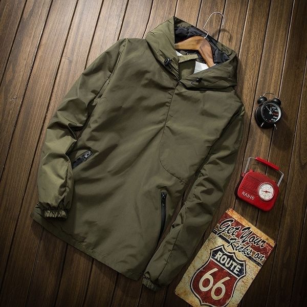 

casual men hoodies autumn solid army green black bomber jacket fashion zipper hooded windbreaker tactical male hoody pullover 201128