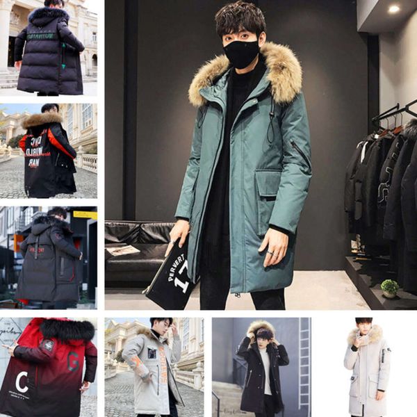 

20212020 korean men's jacket, cap, medium and long down jacketwinter, Black;brown