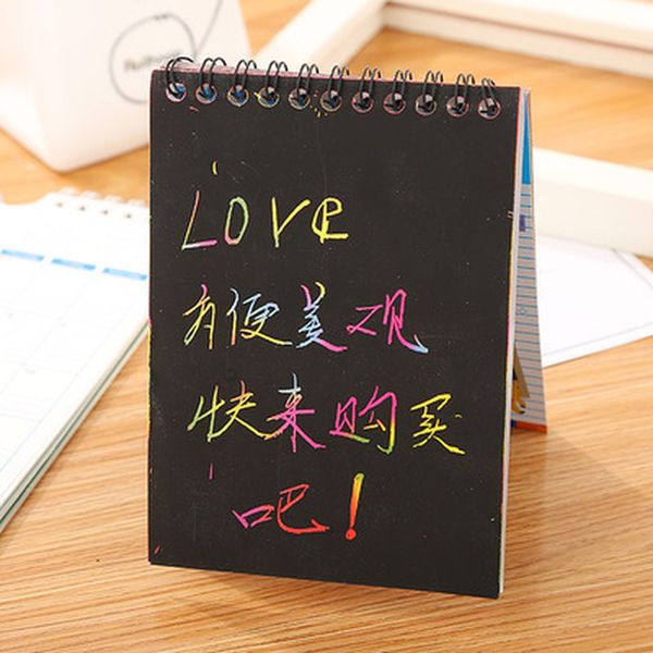 

1pcs colorful scratches book news paper notebook children cartoon planners student nice planner delivers school supplies, Purple;pink