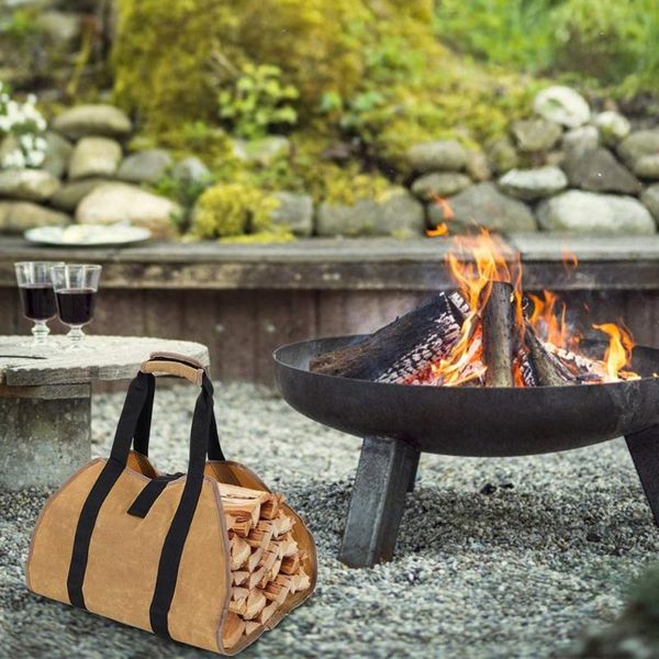 

storage bags firewood bag canvas portable outdoor carrier log tote 1 pcs