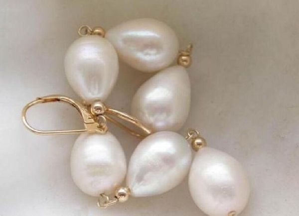 

dangle & chandelier perfect a pair 9-10mm south sea white natural pearl earring, Silver