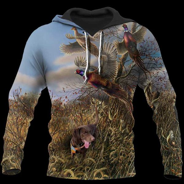 

men's hoodies & sweatshirts pheasant hunting 3d all over printed hoodie men sweatshirt streetwear zip pullover casual jacket tracksui, Black