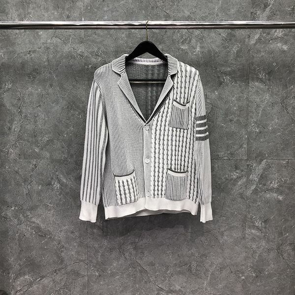 

sweater tb cardigan autumn and winter british style knitted sleeve twisted flower button slim fit instead of wool, White;black