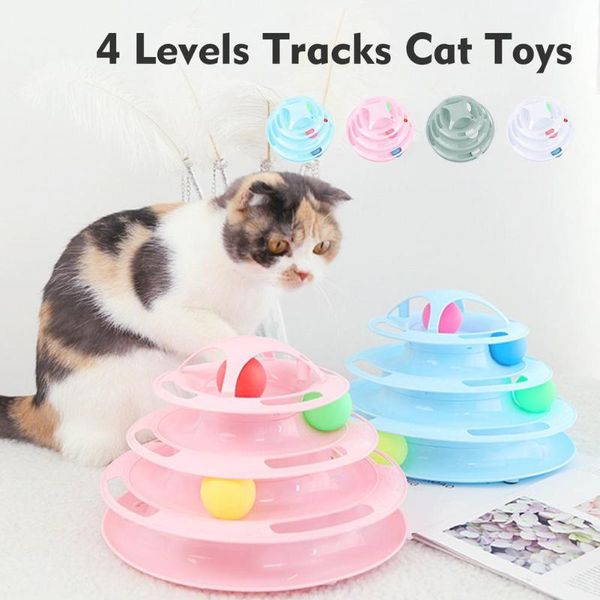 

cat toys 4 levels pet toy tower tracks plate kitten interactive training intelligence amusement moving balls tumbler