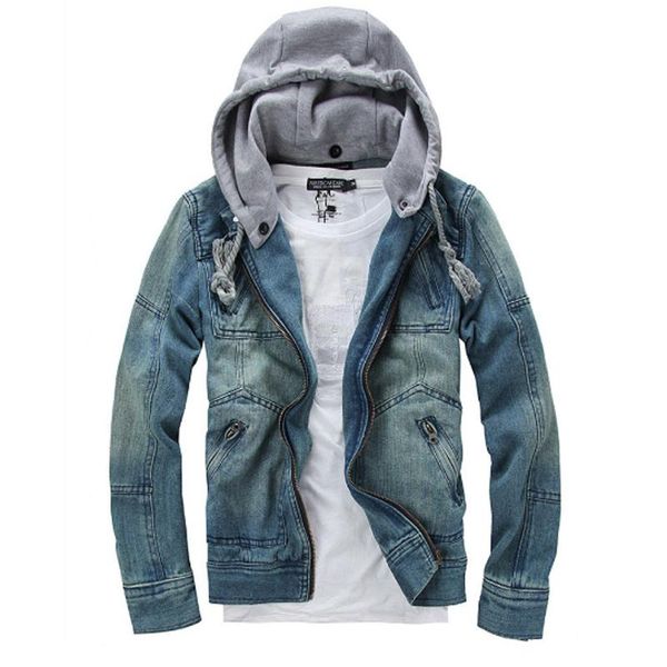 

men's jackets 2021 foreign male fashion denim jacket detachable hooded men jeans size m-5xl, Black;brown