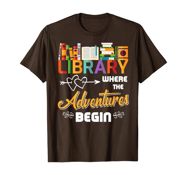 

Library Books Where Adventure Begins Librarian Reading Gift T-Shirt, Mainly pictures