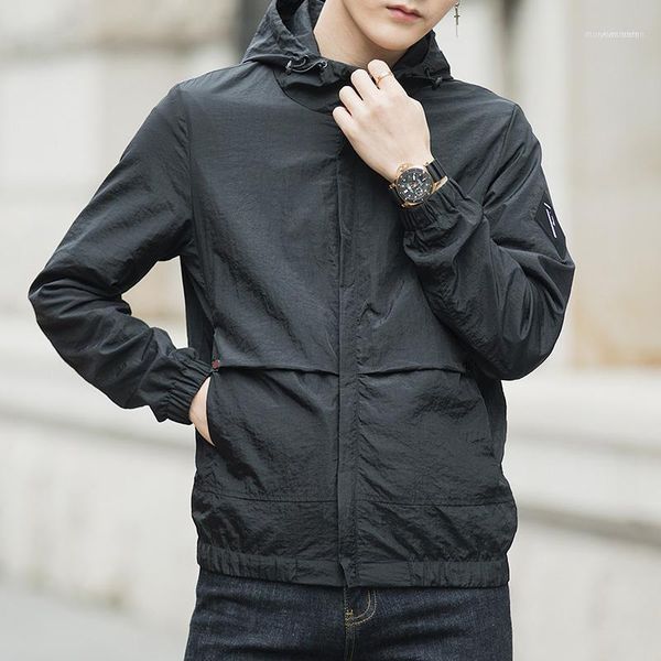 Мужские куртки спортивные с капюшоном мужские однотонные повседневные простые и пальто больших размеров Slim Fit Black Chamarra Hombre Man CC50JK1