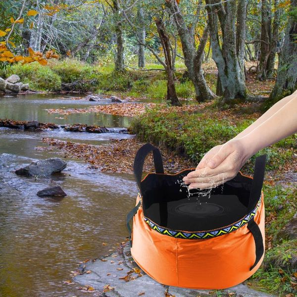 Bolsas ao ar livre 6/8/12L Viagem portátil dobrável Camping Washbasin Bacia Bucket Pia de lavagem de saco de lavar banho