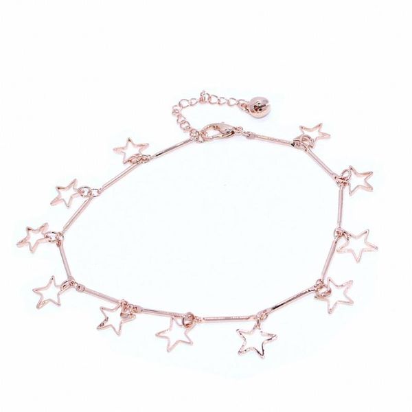 

anklets 5pcs wholesale foreign trade simple beach ladies anklet foot accessories metal chain trend fashion rose gold star female feet ba, Red;blue