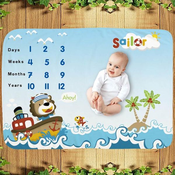 

baby monthly record growth milestone blanket newborn soft flannel swaddle wrap u50f