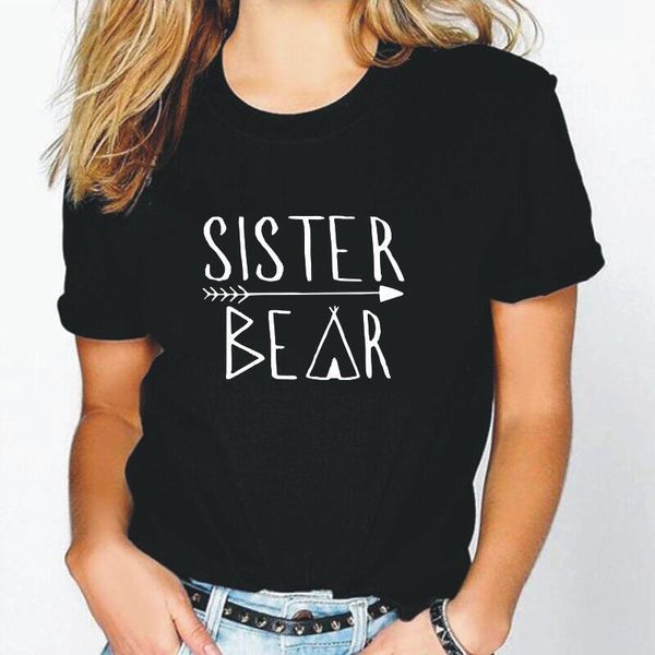 

women's t-shirt summer short sleeve harajuku t shirt women fashion sister bear tshirt casual cotton tee femme camiseta mujer, White