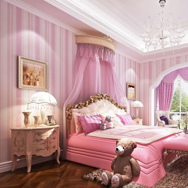 

wallpapers environment friendly blue pink stripes wallpaper for kids room wall paper roll girls bedroom non-woven
