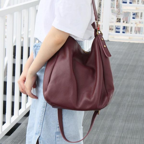 

evening bags simple casual shoulder for women leather handbags big soft genuine cow crossbody bag lady travel commuter tote