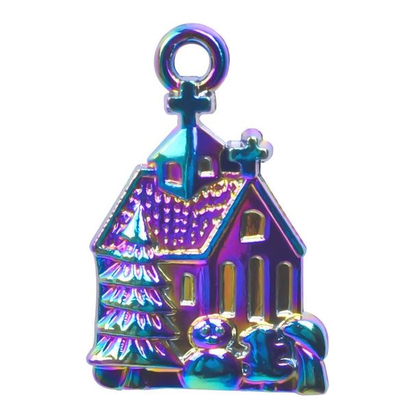 

charms 10pcs/lot 21x14mm rainbow color church pendant alloy floating fit for necklace bracelet locket, Bronze;silver