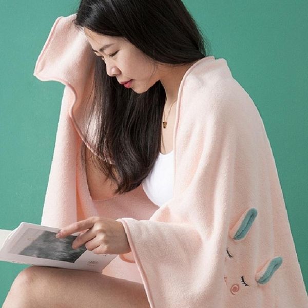 

towel three-piece suit for women's home absorbent bath towels, coral fleece towel, dry hair cap soft cute